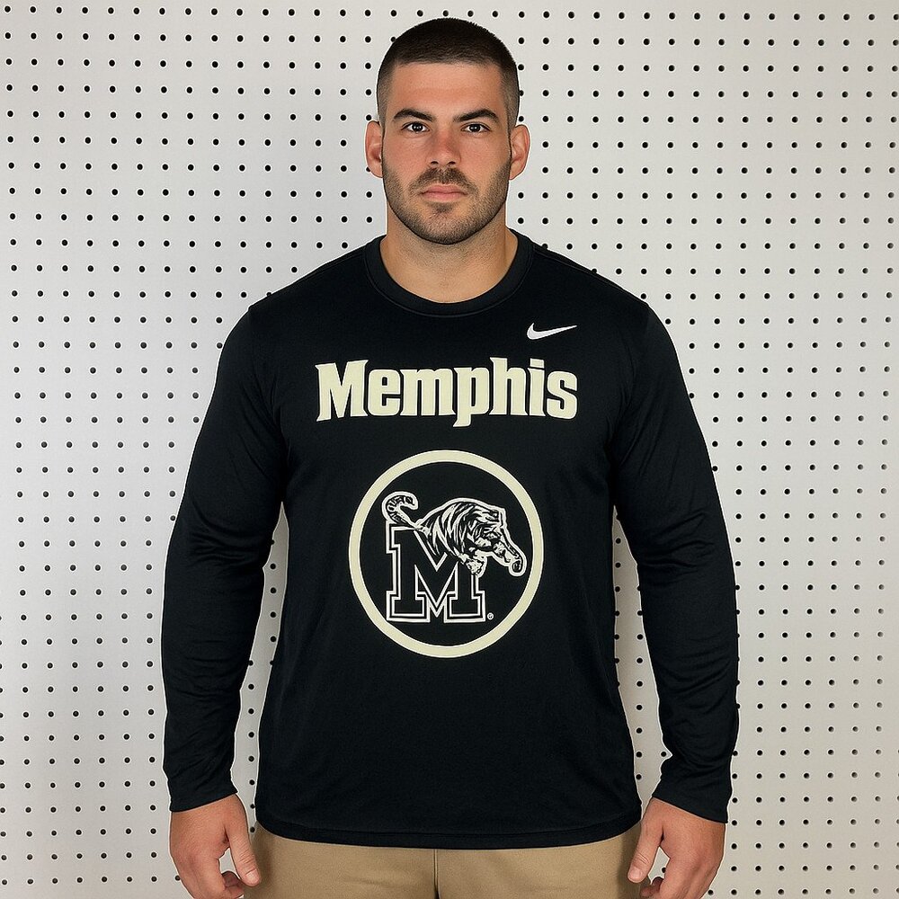 Nike 1 Cent Memphis Tigers Large Shirt Long Sleeve Black Dri‎ Fit Penny Hardaway
